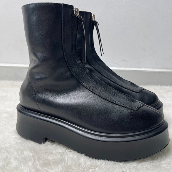 The Row Women's Black Zippered Platform Leather Combat Boots Shoes Size 39 - Picture 1 of 8